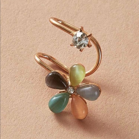 Flower + Rhinestone Ear Cuff - Picture 2 of 3
